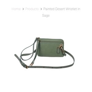 Elle And Jae Gypset Boho Vegan Leather Crossbody Painted Desert Sage Wristlet